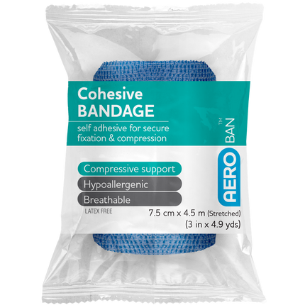 SKU: ABCH - AEROBAN Blue Cohesive Bandage Range – 2.5 cm, 5 cm, 7.5 cm, 10 cm (Wrap/12)