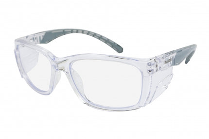 Rayzr Safety Glasses with microfibre bag - Clear Frame with Clear Lens UV380