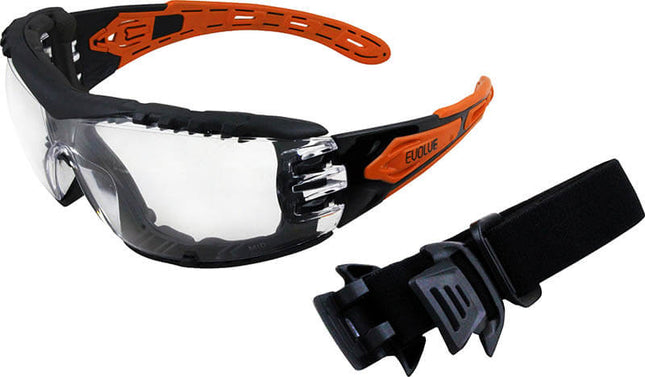 SKU: EVO370-GH - EVOLVE Safety Glasses with Gasket & Headband - Clear Lens