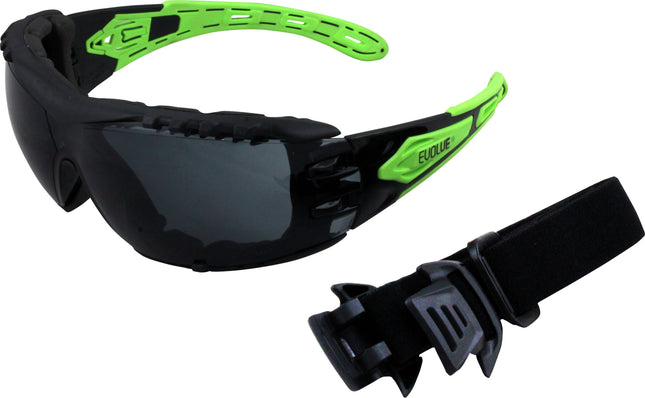 SKU: EVO371-GH - EVOLVE Safety Glasses with Gasket & Headband - Smoke Lens
