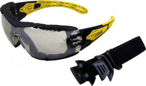 Evolve Silver Mirror Safety Glasses with Gasket & Headband