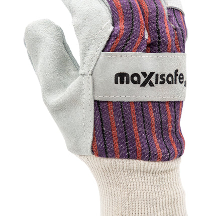 SKU: GLC159 - Maxisafe Candy Stripe Leather Glove with knitted wrist