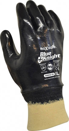 SKU: GNB126 - Blue Knight Nitrile Fully Dipped Gloves with Knit Wrist
