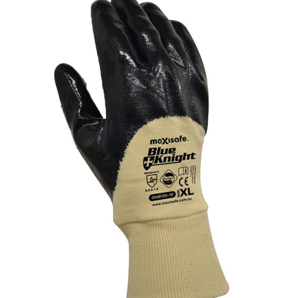 SKU: GNB130 - Blue Knight Nitrile 3/4 Dipped Glove, Knit Wrist