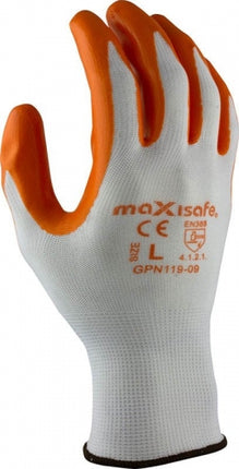 SKU: GPN119 - Maxisafe Red Nitrile Coated Polyester Glove, pack of 5 pairs