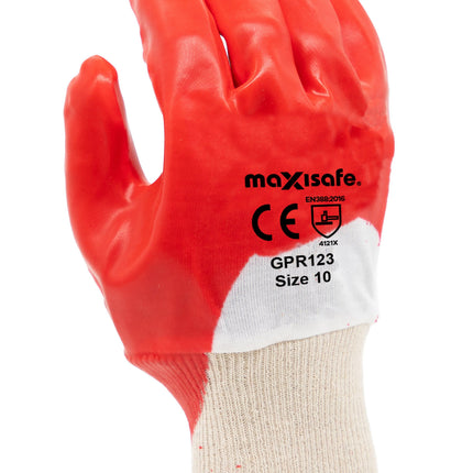 SKU: GPR123 - Maxisafe Red PVC single dipped - Knit Wrist