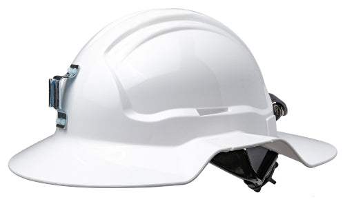 Tuffgard Broadbrim Non-Vented, metal miners with ratchet harness - White