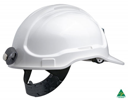 SKU: HTG56ML-WH - Tuffgard Non-Vented Hard Hat with Sliplock Harness and metal lamp bracket