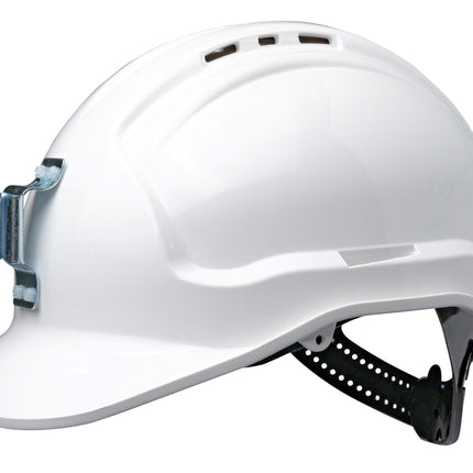 Tuffgard Vented Hard Hat with Sliplock Harness and metal lamp bracket