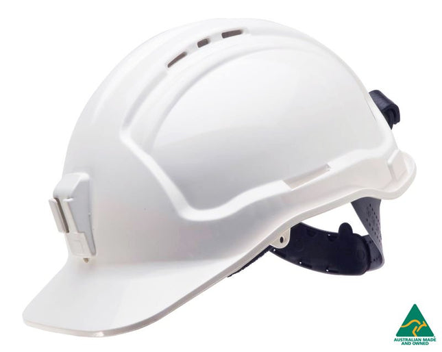 Tuffgard Vented Hard Hat with Sliplock Harness and plastic lamp bracket
