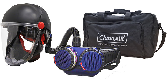 CleanAIR Helmet with flip-up visor and AerGo PAPR with HD battery and P3 filters