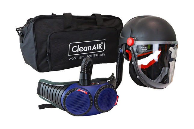 CleanAIR Helmet with flip-up Cylindrical visor and AerGo PAPR with P3 filters