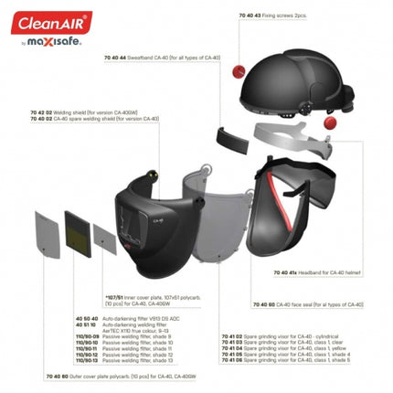 SKU: R704100 - CleanAir Helmet CA-40G with Clear flip up visor