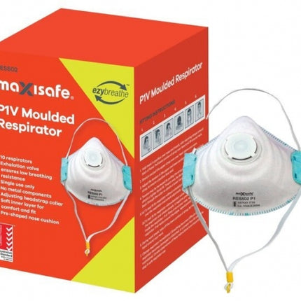 SKU: RES502 - Maxisafe P1 respirator with valve, box of 10