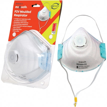 SKU: RES504C-3 - Maxisafe P2 Respirator with valve, card of 3