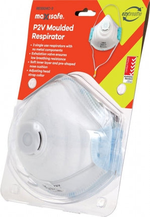 SKU: RES504C-3 - Maxisafe P2 Respirator with valve, card of 3