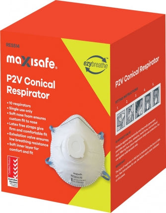 SKU: RES514 - Maxisafe Conical P2 Respirator with Valve, box of 10