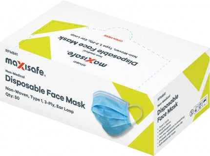 SKU: RFM841 - Disposable Face Mask, Type 1 with Earloops, Box 50