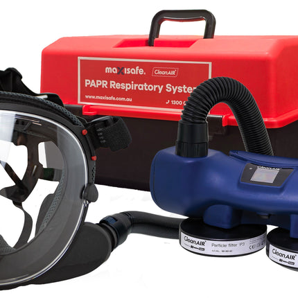 UniMask 5-point Harness with Chemical 2F PAPR and P3 filters in portable storage container