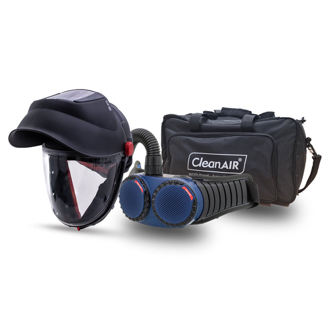 CA-40GW Hard Hat with Flip-up Welding & Grinding Shield and AerGO PAPR unit and storage bag