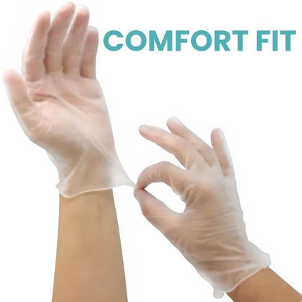 SKU: SR110 - HandiCare Clear Disposable Vinyl Powder Free Gloves 100 Pack