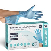 SKU: SR112 - Handicare Blue Vinyl Disposable Powder Free Glove 100 Pack