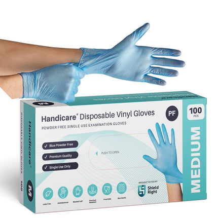 SKU: SR112 - Handicare Blue Vinyl Disposable Powder Free Glove 100 Pack