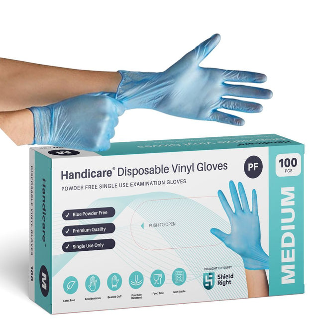 SKU: SR112 - Handicare Blue Vinyl Disposable Powder Free Glove 100 Pack
