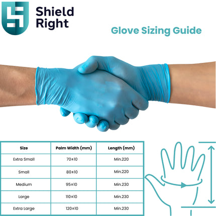 SKU: SR130 - Handicare Blue Nitrile Powder Free Single Use Examination Gloves