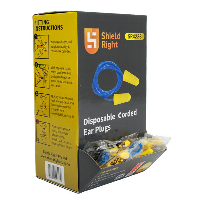 SKU: SR422-C - Shield Right Earplugs Corded Box of 100 Pairs
