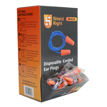 SKU: SR422-C - Shield Right Earplugs Corded Box of 100 Pairs