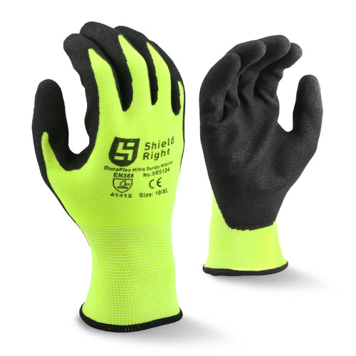 SKU: SR512 - Shield Right DuraFlex HiVis Sandy Nitrile Glove