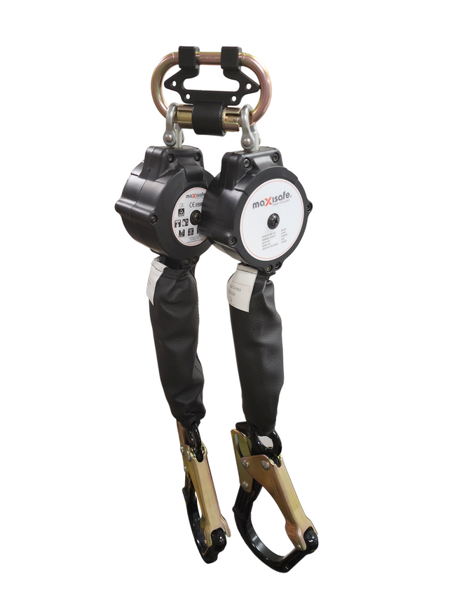 Maxisafe Twin Self-Retractable 2M lanyard w/ Carabiner & Aluminium Hook