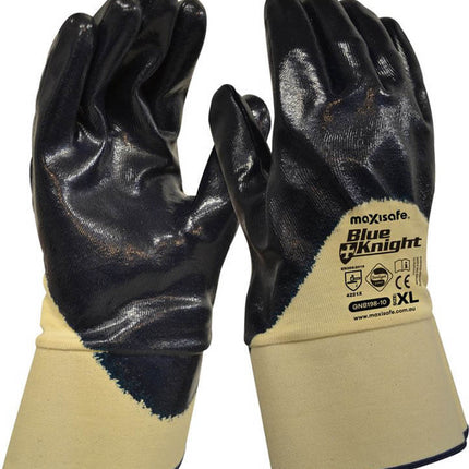 Blue Knight Nitrile 3/4 Dipped Glove with Safety Cuff