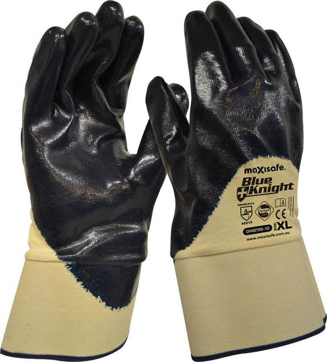 Blue Knight Nitrile 3/4 Dipped Glove with Safety Cuff