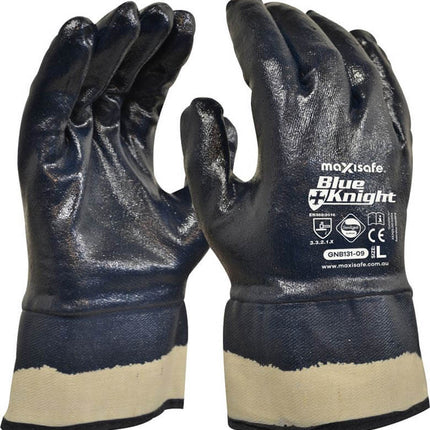 Blue Knight Safety Cuff Fully Coated Nitrile Glove
