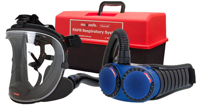 UniMask 5-point Harness with AerGO PAPR and P3 filters in portable storage container