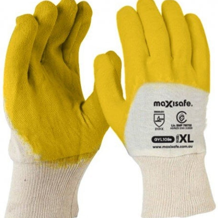 Economy Yellow Latex Glass Gripper Glove - Retail Carded