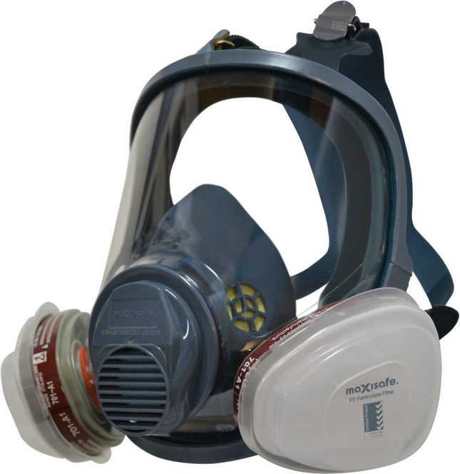 Maxiguard Full Face Silicone Respirator w/ A1P2 cartridges-Large