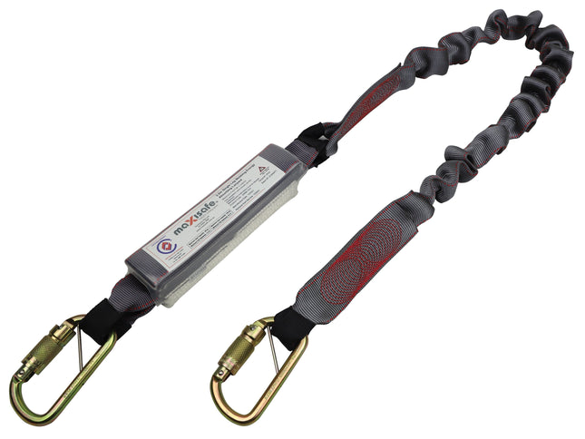 Maxisafe 2m Single Elasticated Lanyard w/ Triple Action Karabiners - 140kg