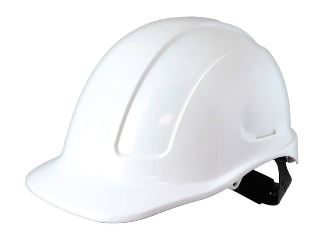 Maxisafe White Unvented Hard Hat, sliplock harness