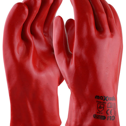 Red PVC Glove 27cm, Retail Carded