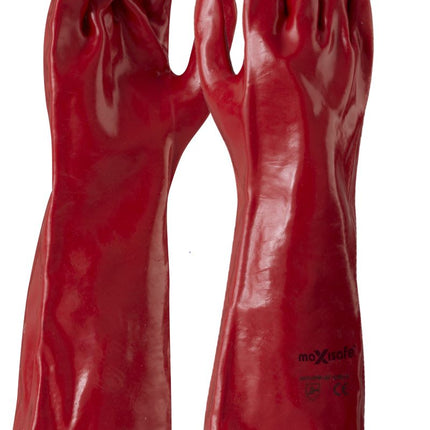 Red PVC Glove 45cm, Retail Carded
