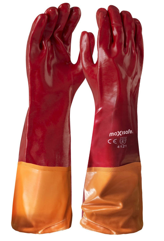 Red PVC Glove, 60cm Shoulder Length
