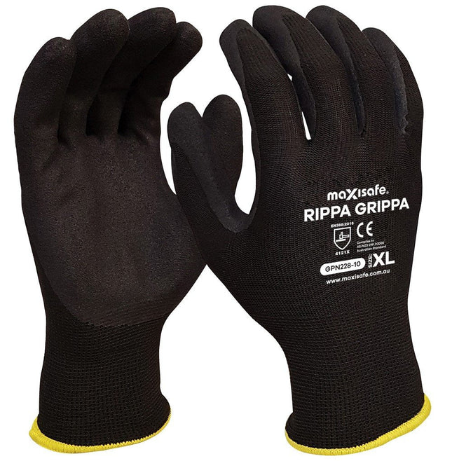 RippaGrippa Black Nitrile on polyester glove