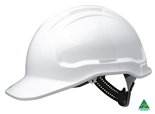 Tuffgard White Unvented Hard Hat - Sliplock Harness